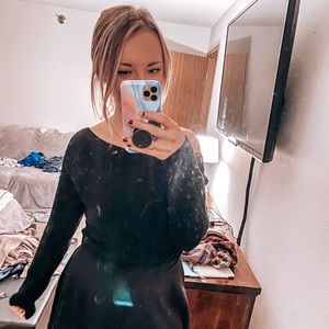 Off the shoulder cropped sweater